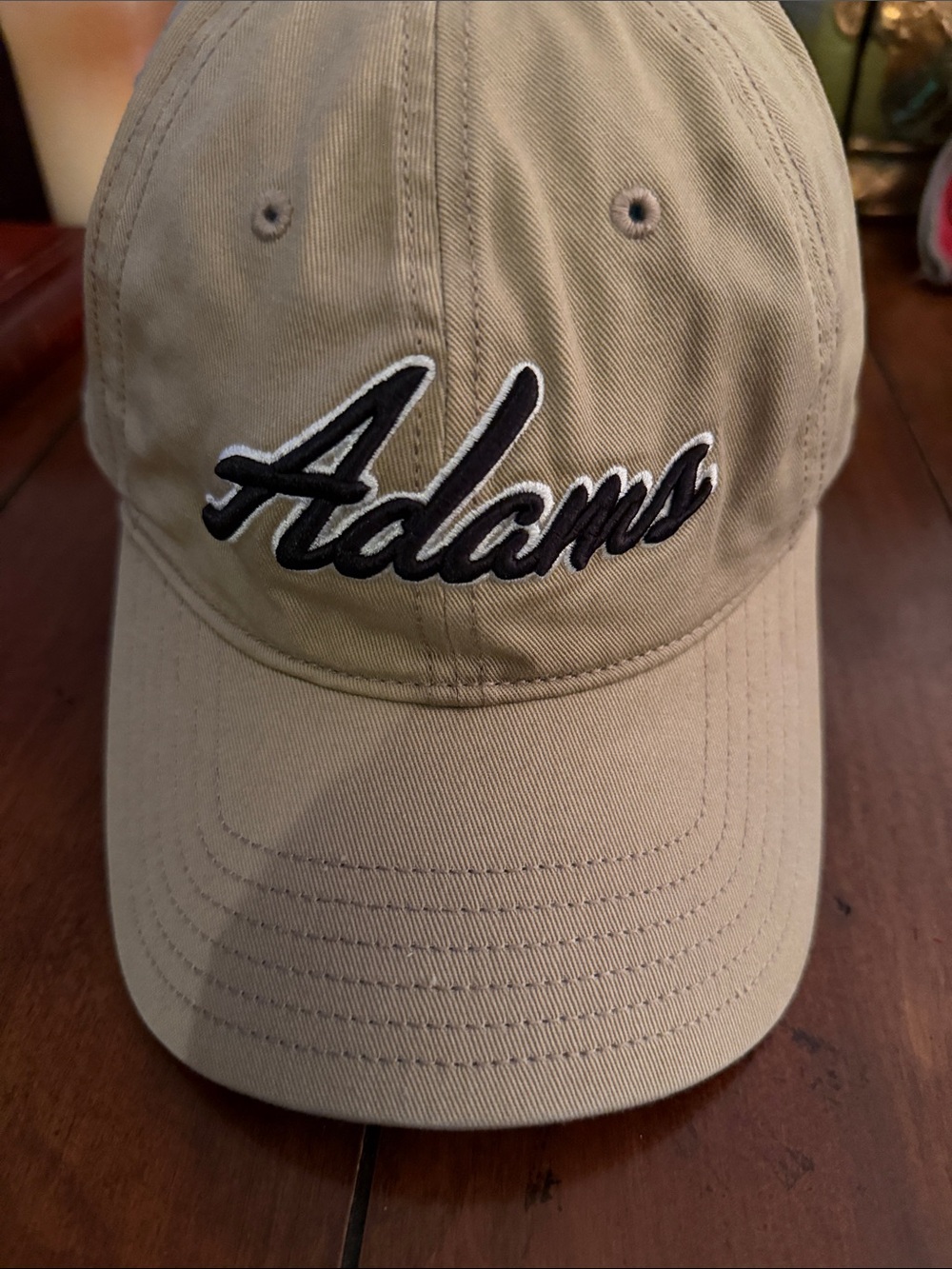 Adams Tan Baseball Cap with Black Script